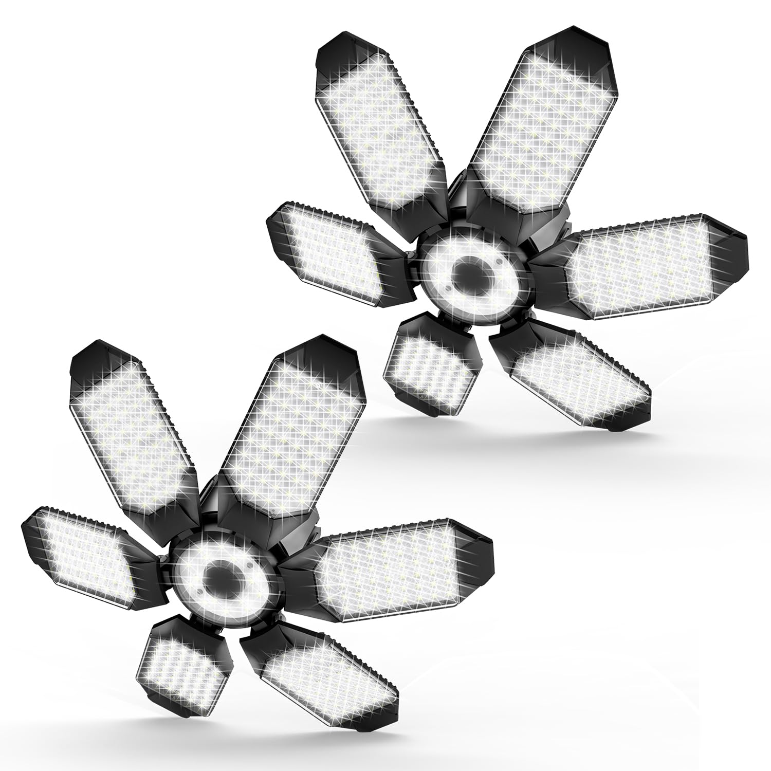 POLARPRA garage light six-panel deformable for wide, even illumination.