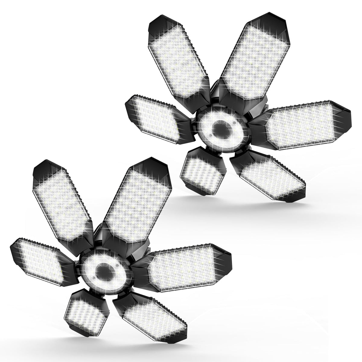 POLARPRA garage light six-panel deformable for wide, even illumination.