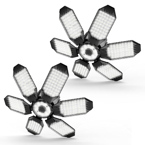 POLARPRA garage light six-panel deformable for wide, even illumination.