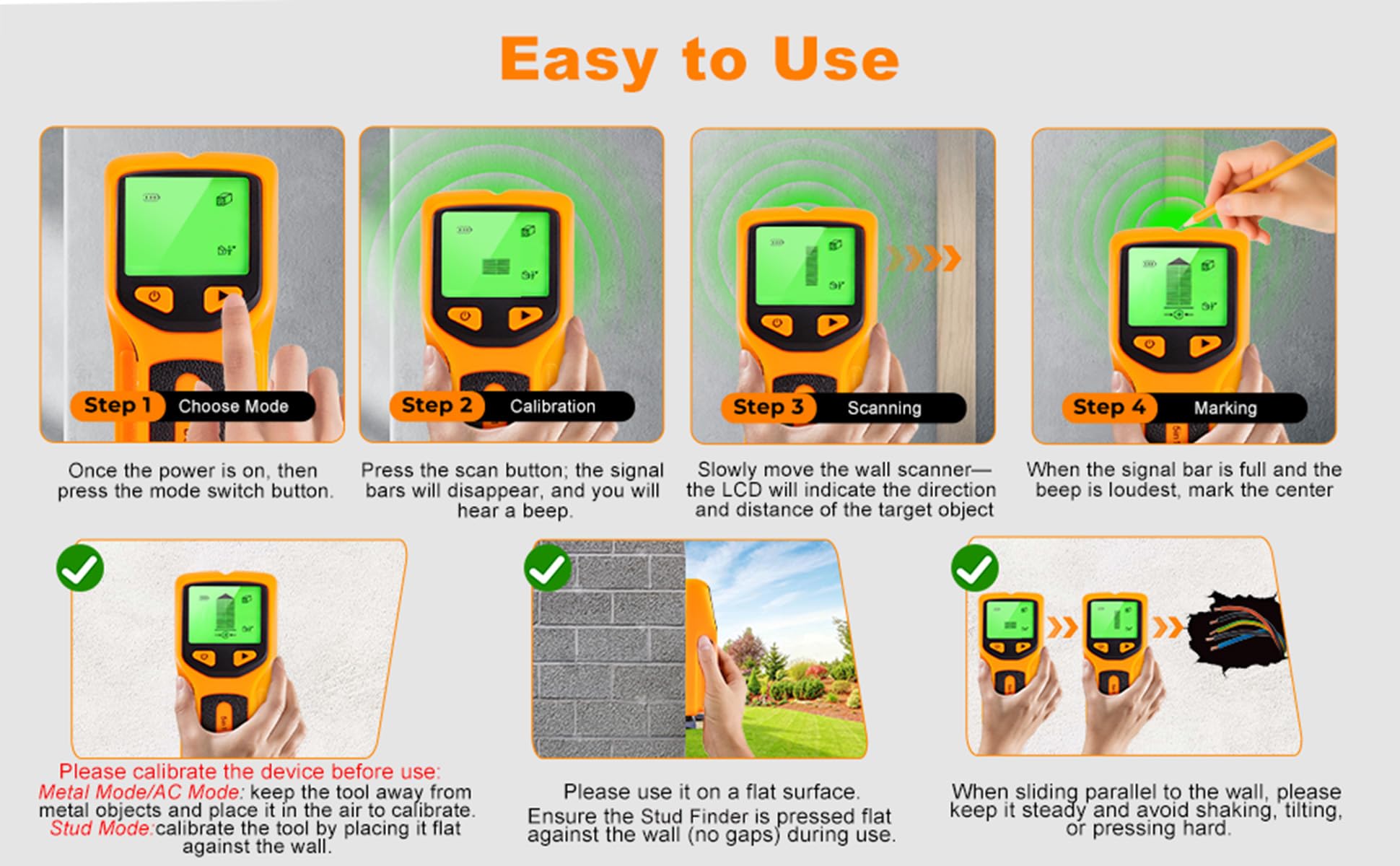 POLEDY LCD display shows real-time readings and audio cues.