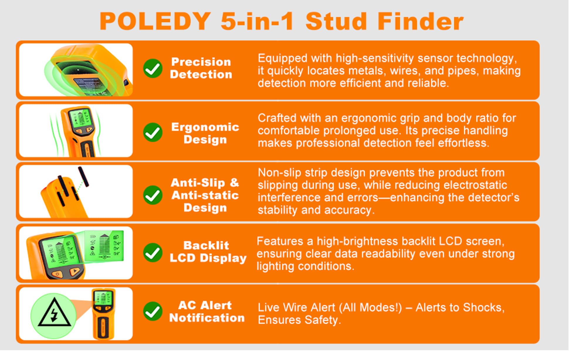 POLEDY locates metal pipes and joists with precision.