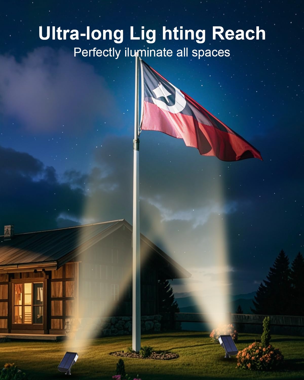 POLIGHTY solar spotlight wall-mount option for fences and walls.