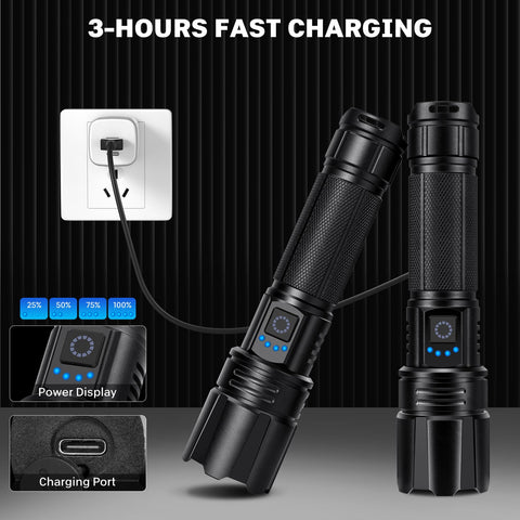 polisak flashlight 2-pack power indicators show remaining battery at a glance.