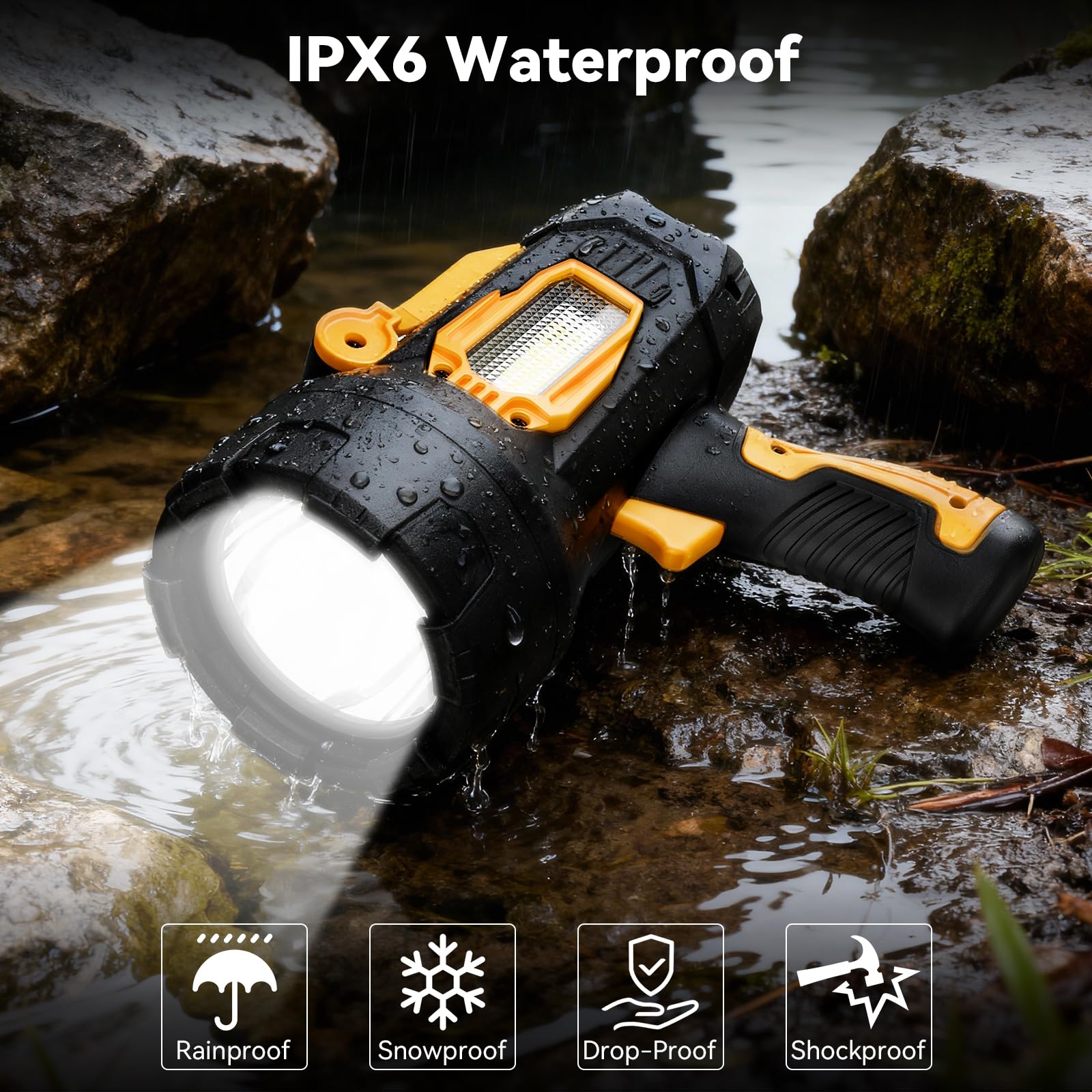 Polisak spotlight in use during camping or boating at night