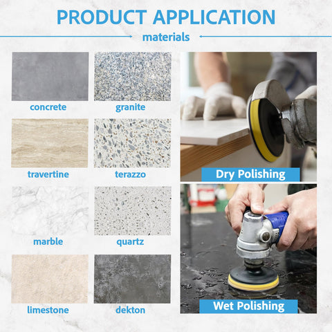POLISHSURF 5in granite polishing pads deliver consistent sheen