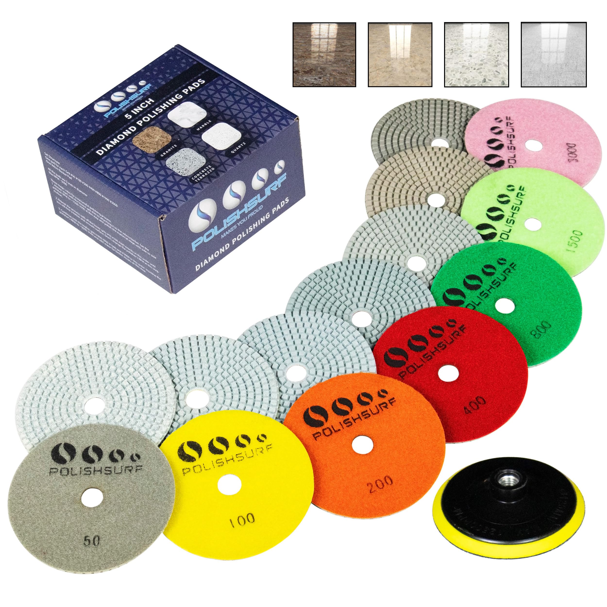 POLISHSURF 5in travertine polishing pads for smooth surface finishing