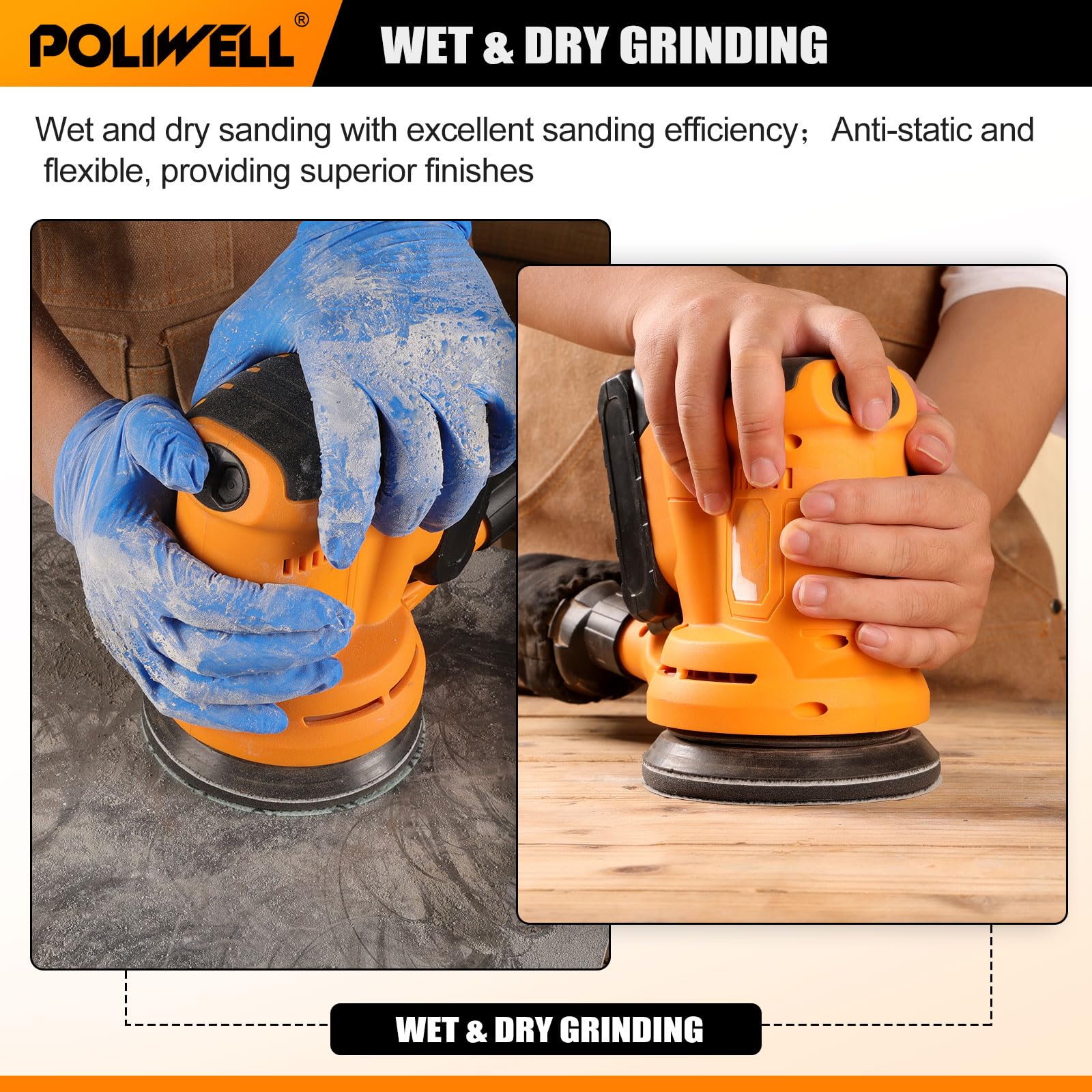 POLIWELL 1000 grit sanding disc with 8 holes for fine finishes