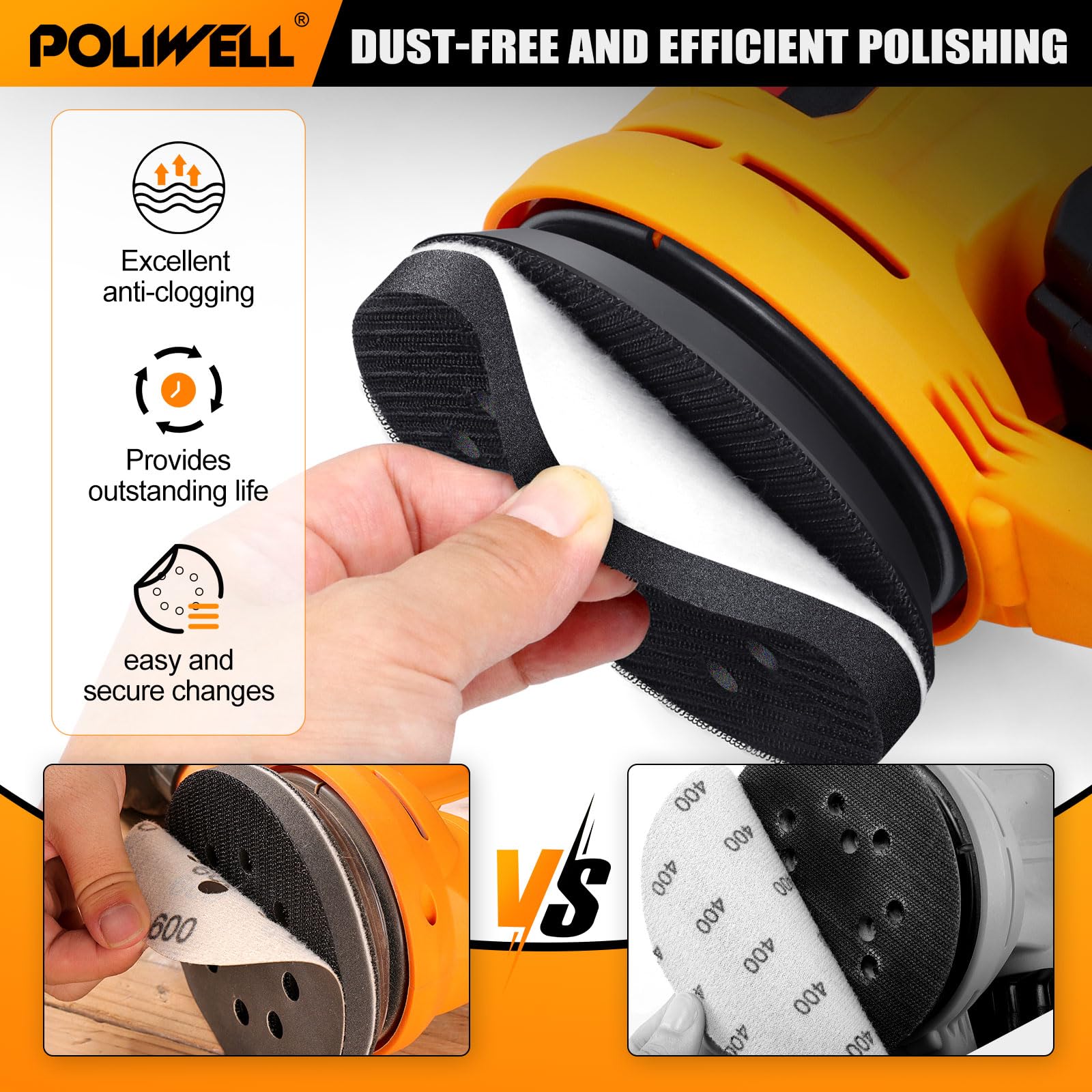 POLIWELL 800 grit sanding disc with 8 holes for refined polishing