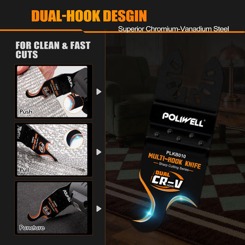 POLIWELL CRV steel blades deliver durable edge for PVC flooring cuts.