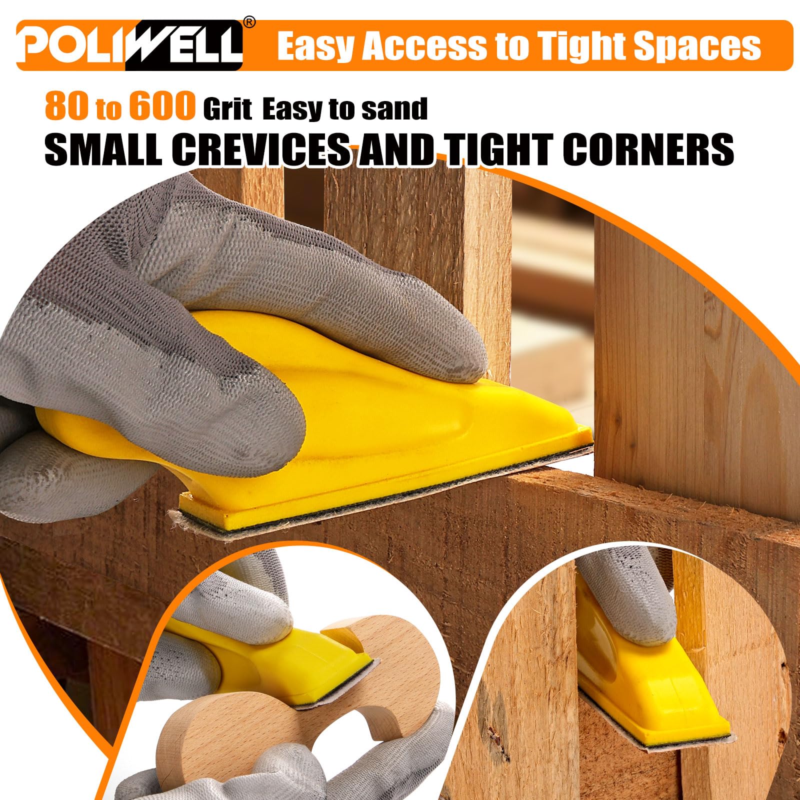 POLIWELL yellow coated aluminum oxide sandpaper for smooth finishing