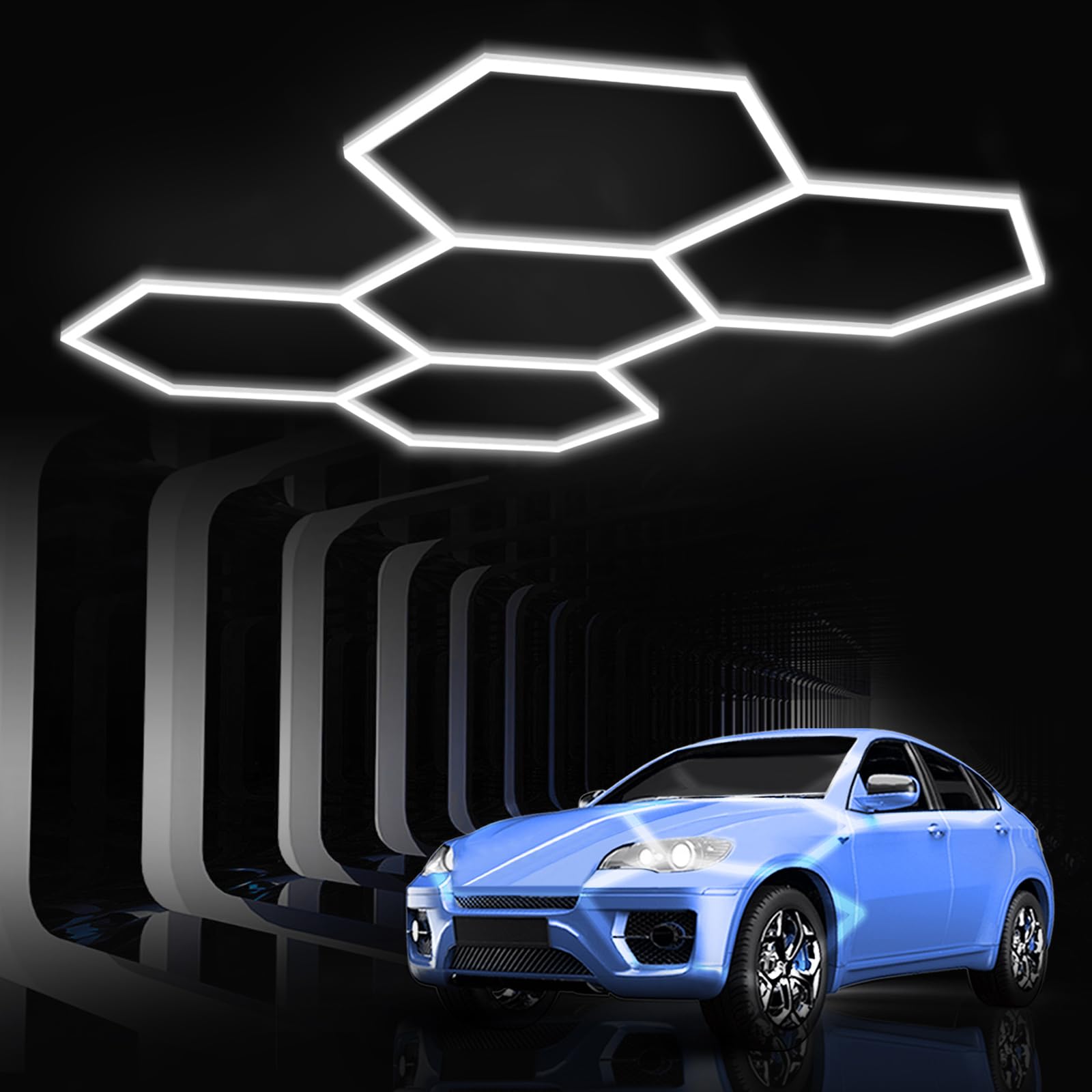 Pomelotree hexagon garage light assembly enables fast plug-and-play installation.