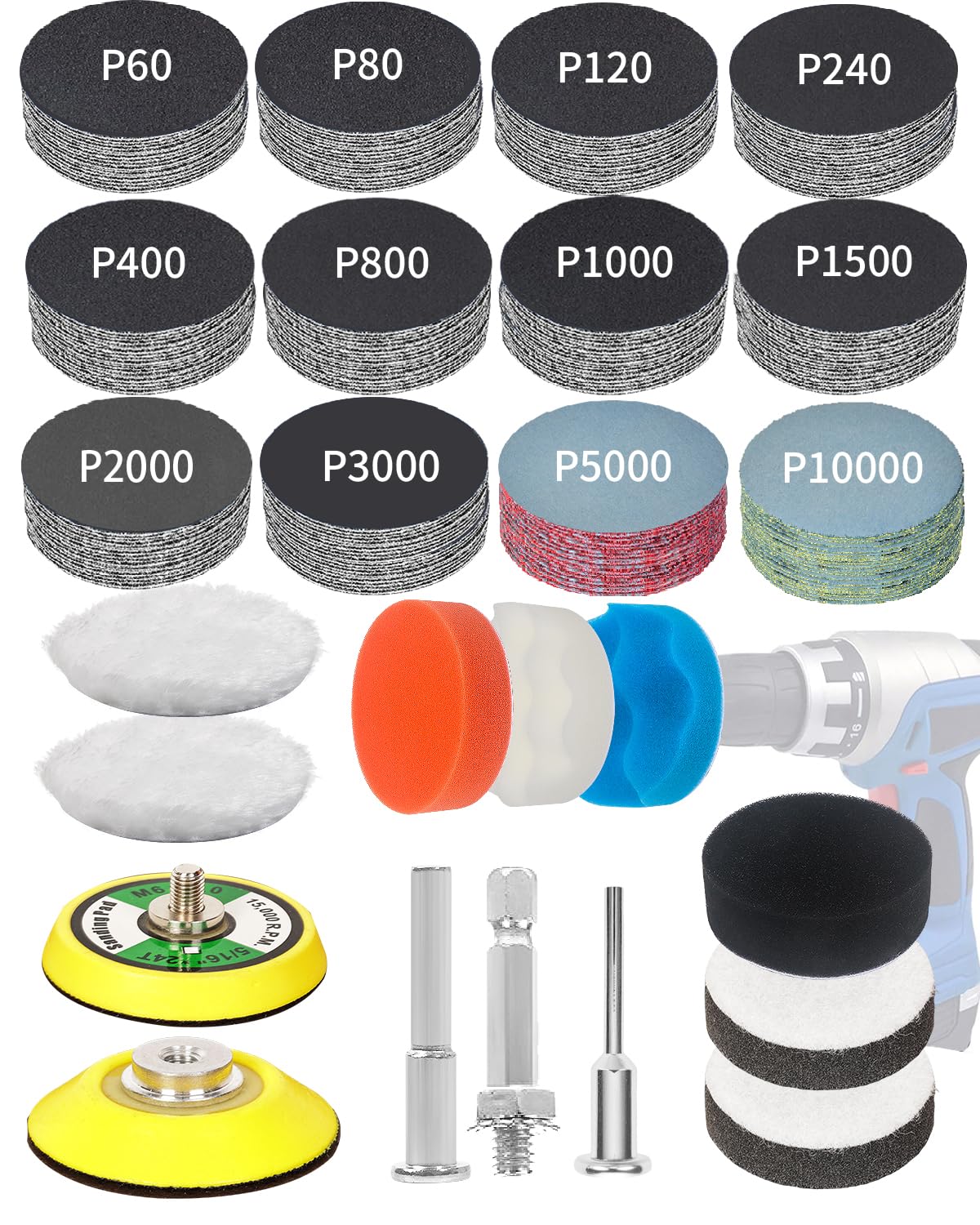 Pomsare 2-inch sanding discs kit for fast shaping and polishing