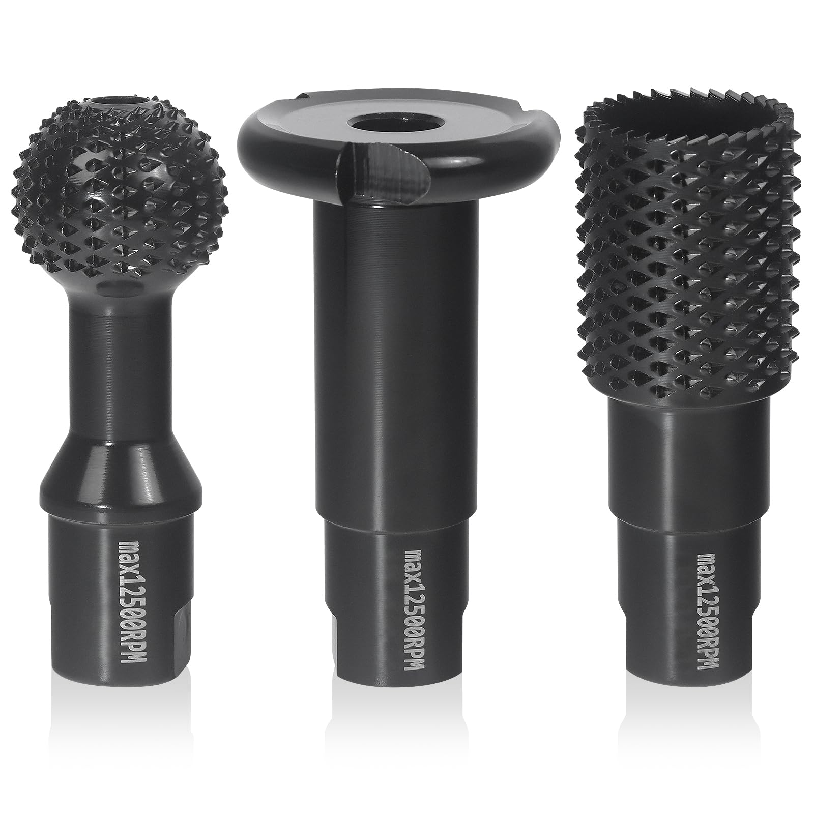 Pomsare ball gouge attachment on grinder for precise hollowing and shaping.