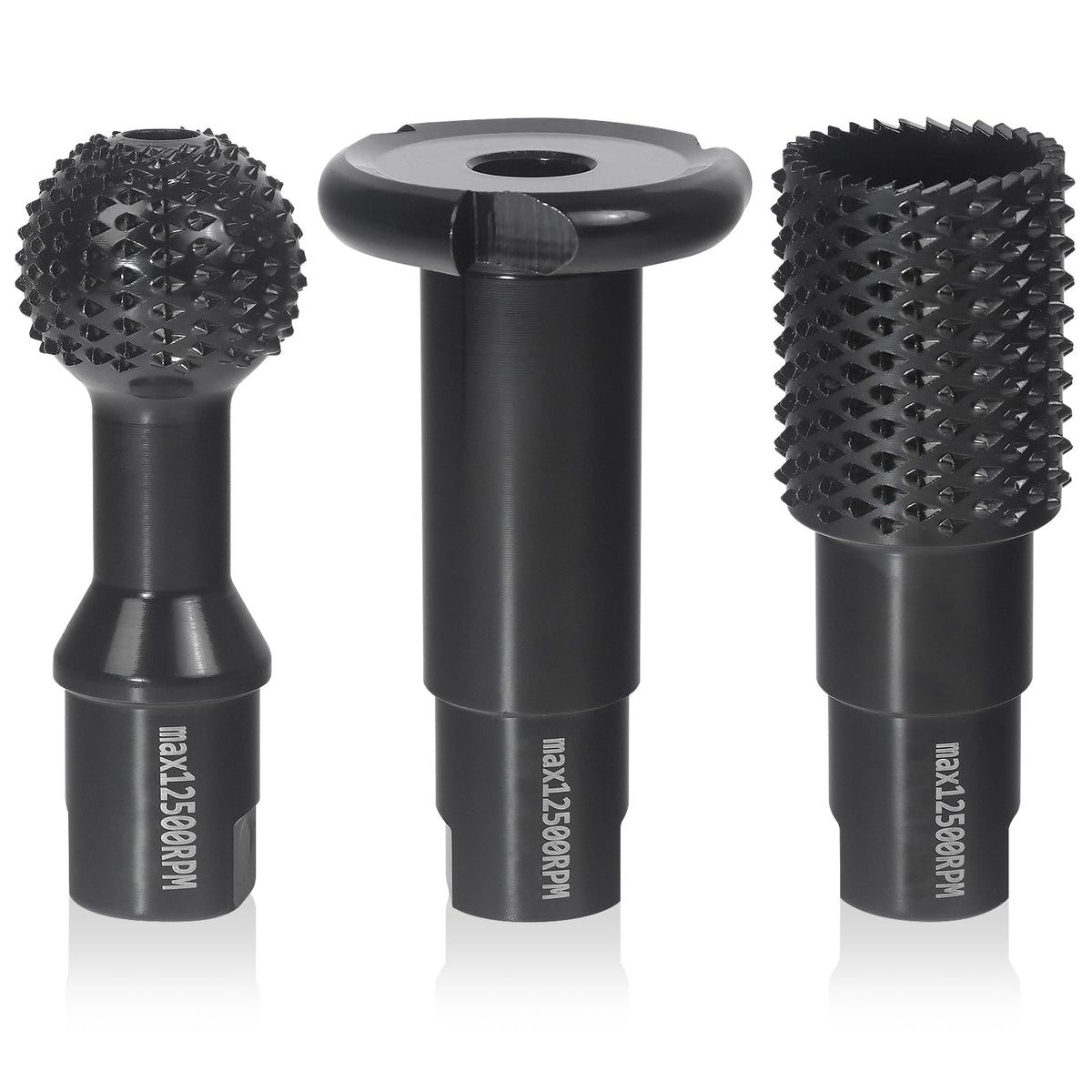 Pomsare ball gouge attachment on grinder for precise hollowing and shaping.