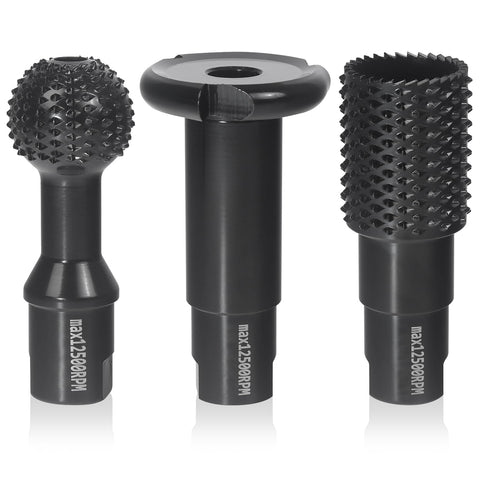 Pomsare ball gouge attachment on grinder for precise hollowing and shaping.