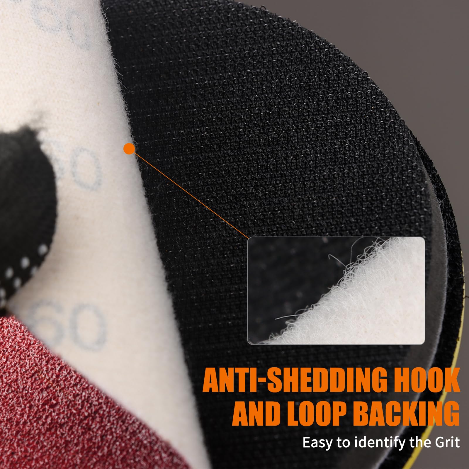 Pomsare hook-and-loop sanding disc attachment offers easy removal.