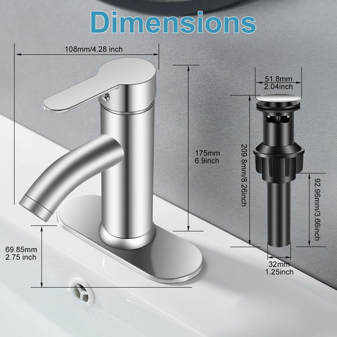 PONAFOU 1- or 3-hole mount for flexible bathroom layouts.
