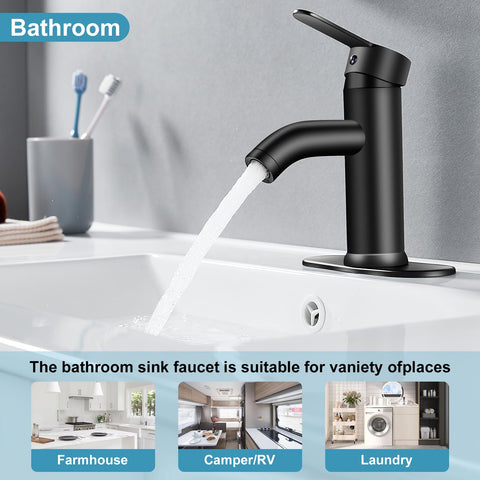 PONAFOU black 3-hole deck-mount faucet with clean lines for modern installations