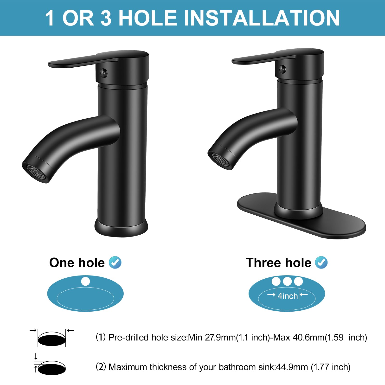 PONAFOU faucet includes pop-up drain for easy installation and reliable drainage
