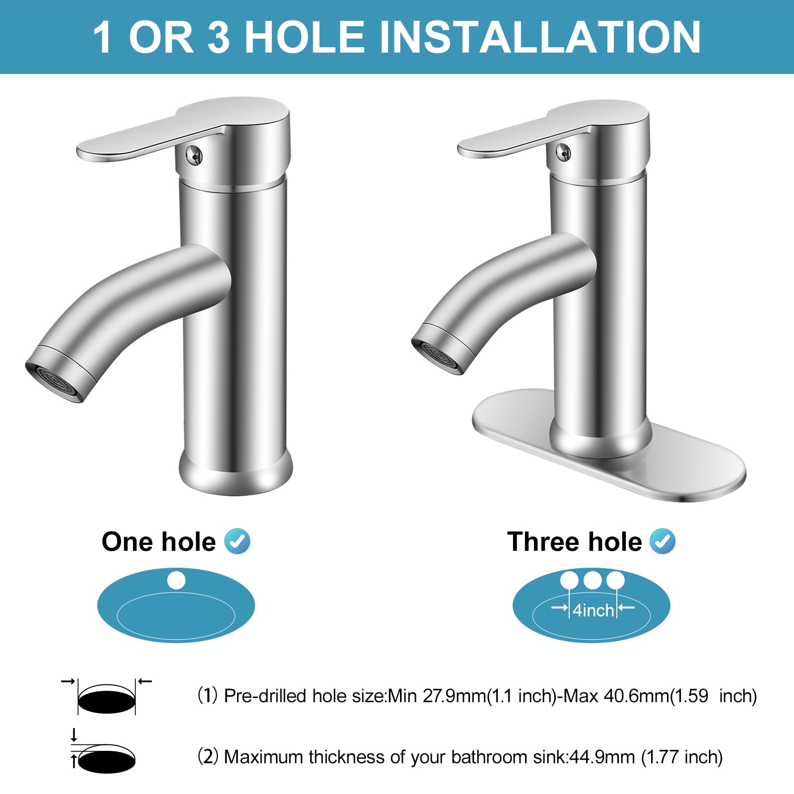 PONAFOU supply pipes included for quick, tool-free installation.
