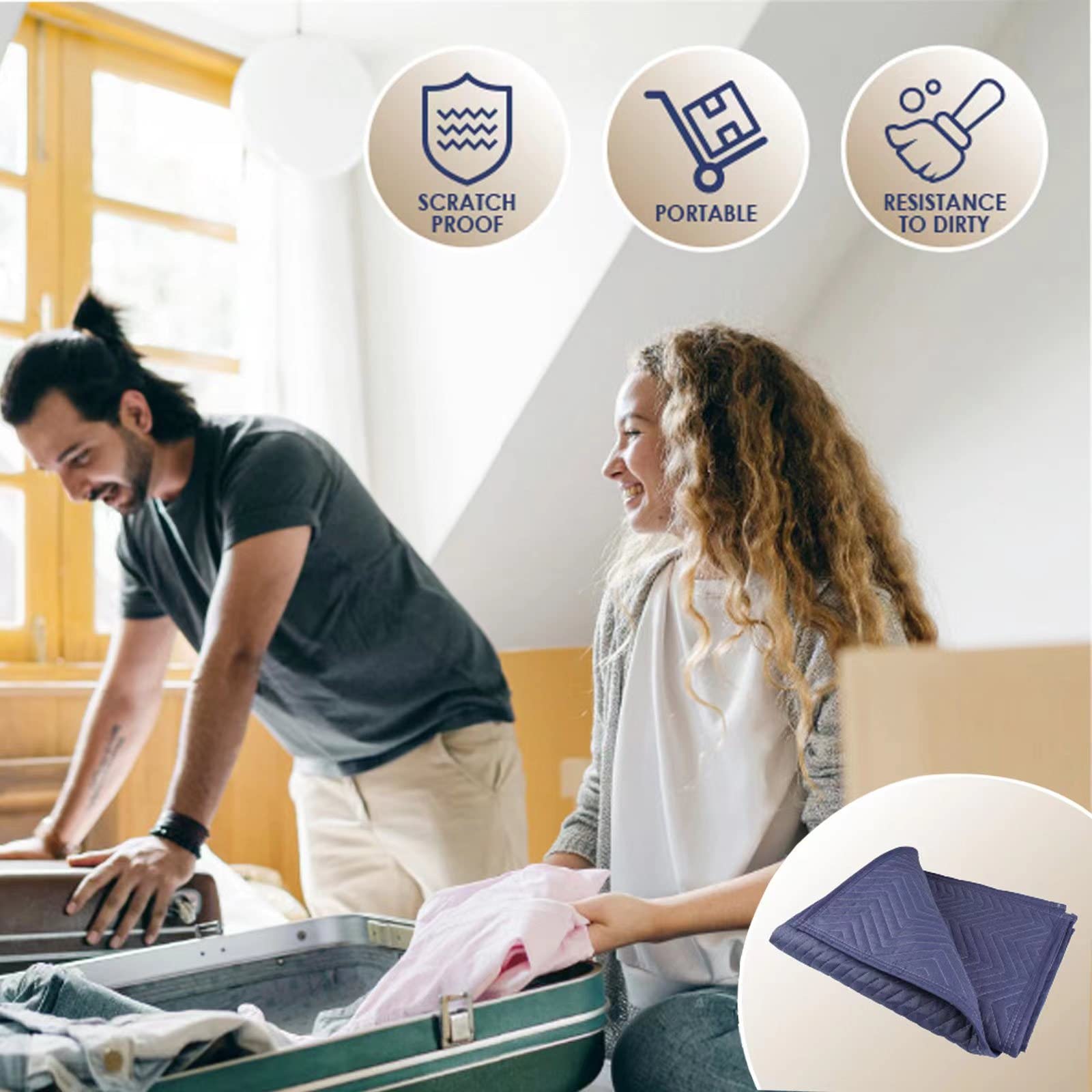 PONGHEI 2 machine washable moving blanket illustrating easy care