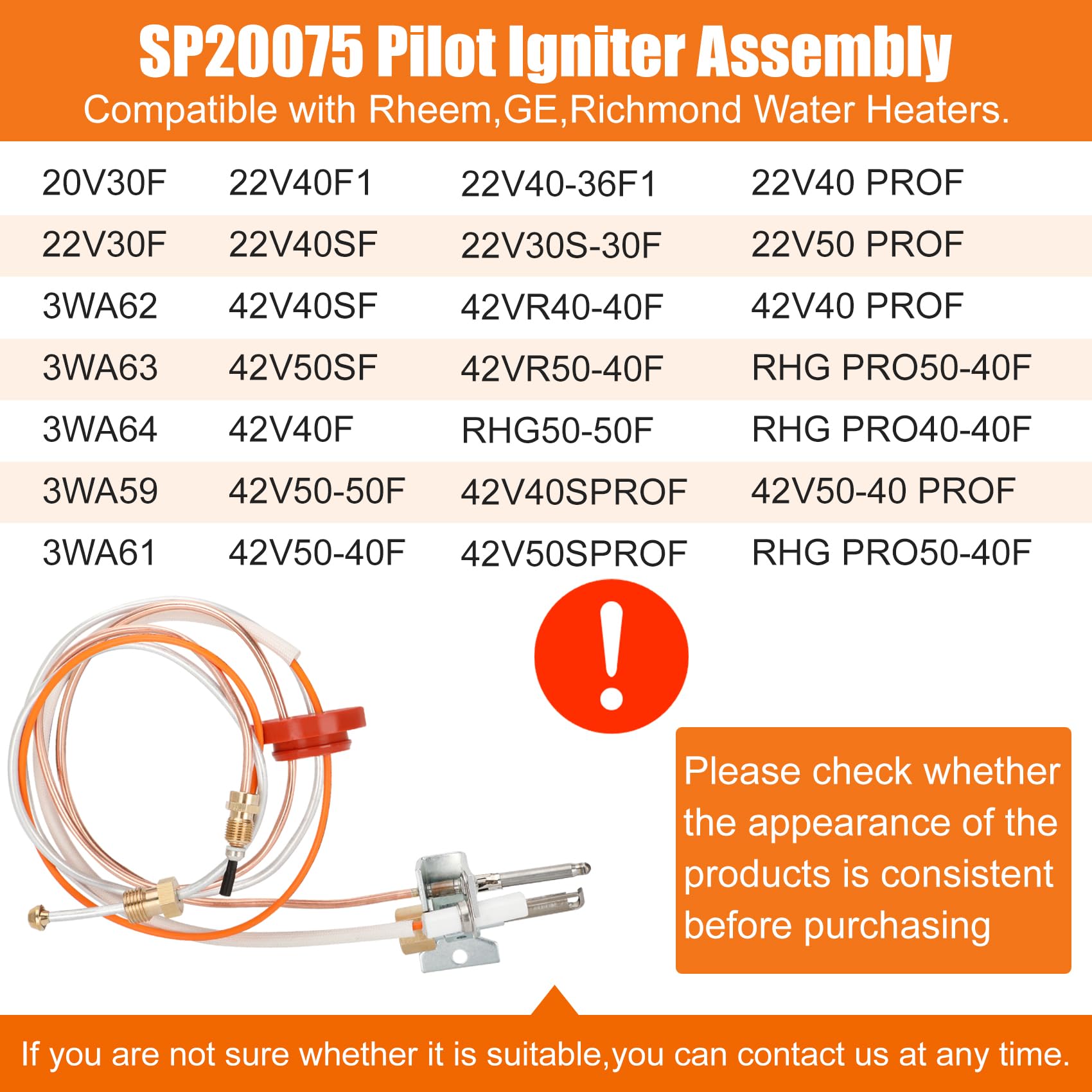 Pontuss SP20075 compatibility chart for Rheem and Richmond units