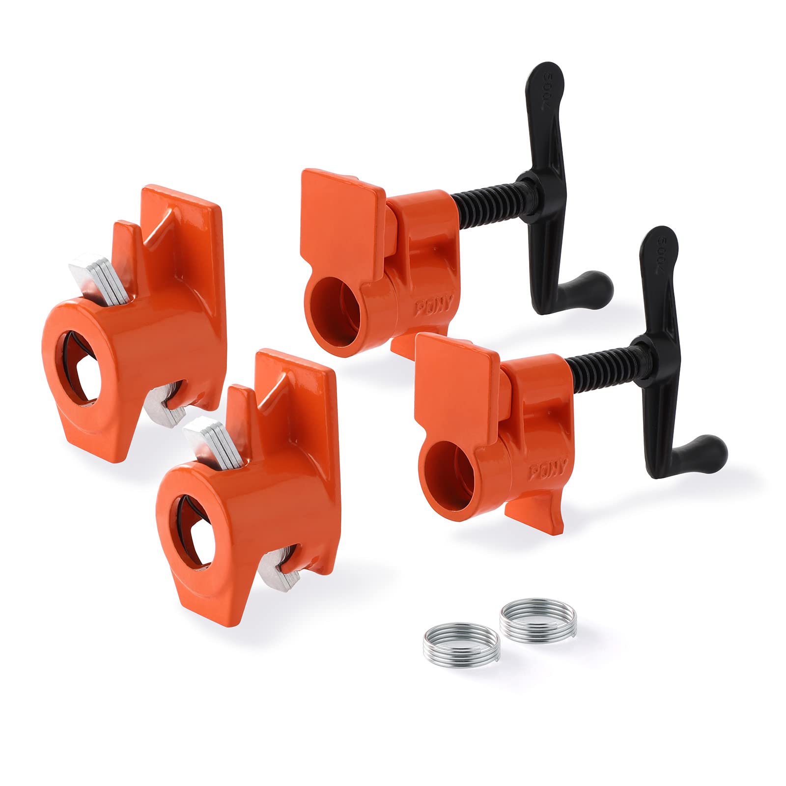 PONY 2-pack wood gluing pipe clamp fixture mounted on 3-4 inch black pipe for sturdy joints