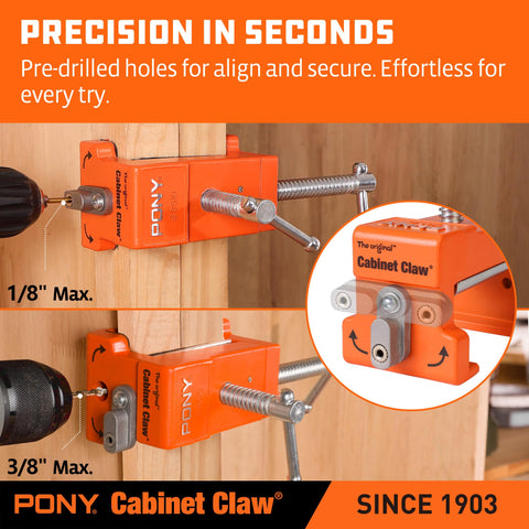 PONY 8510 protective pads cushion cabinetry during tightening and alignment.