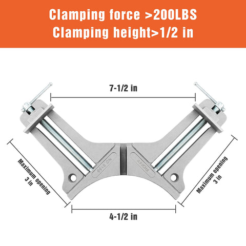 PONY aluminum alloy body provides durable, rust-resistant corner clamping.