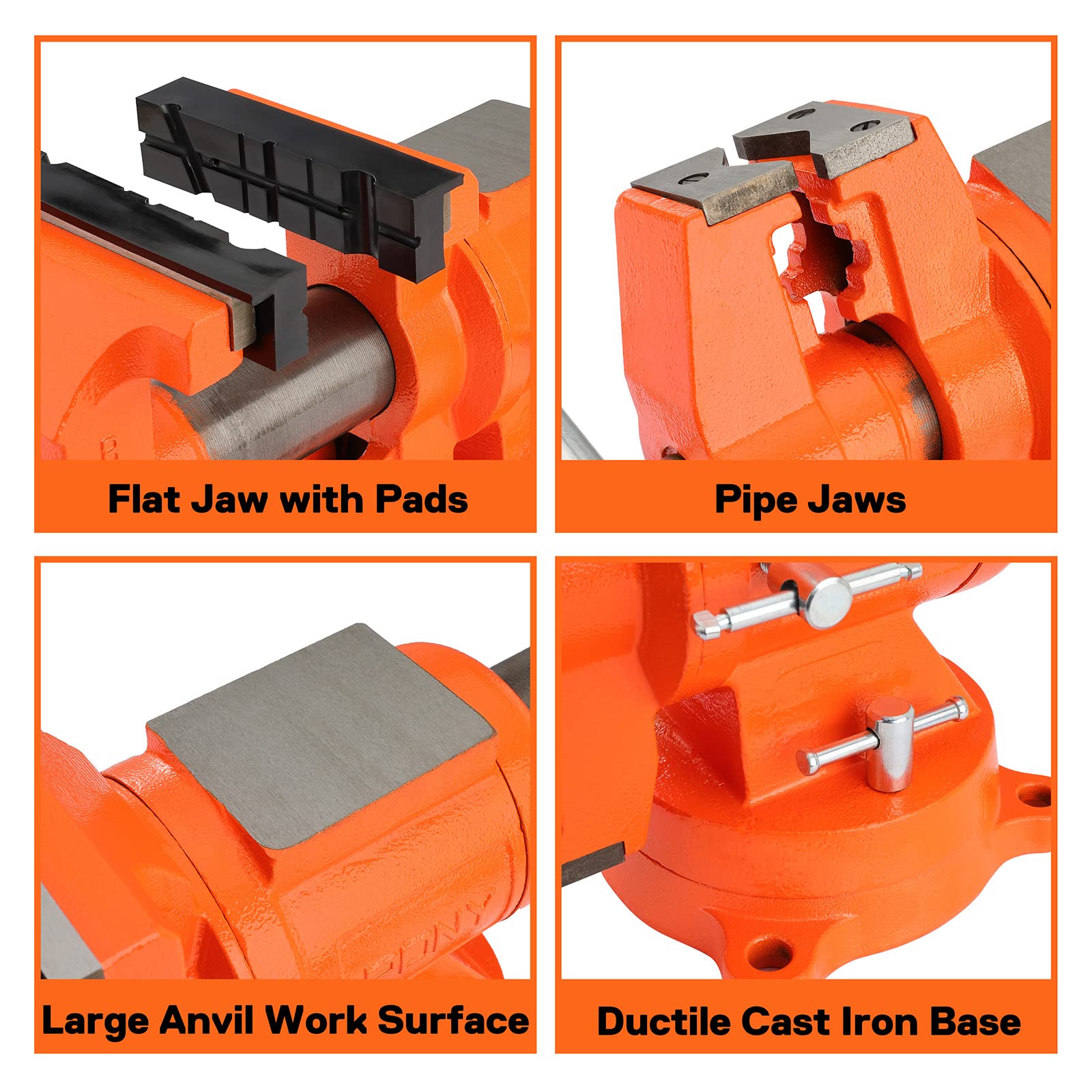 PONY front view of the 5-inch jaw bench vise in workshop setting