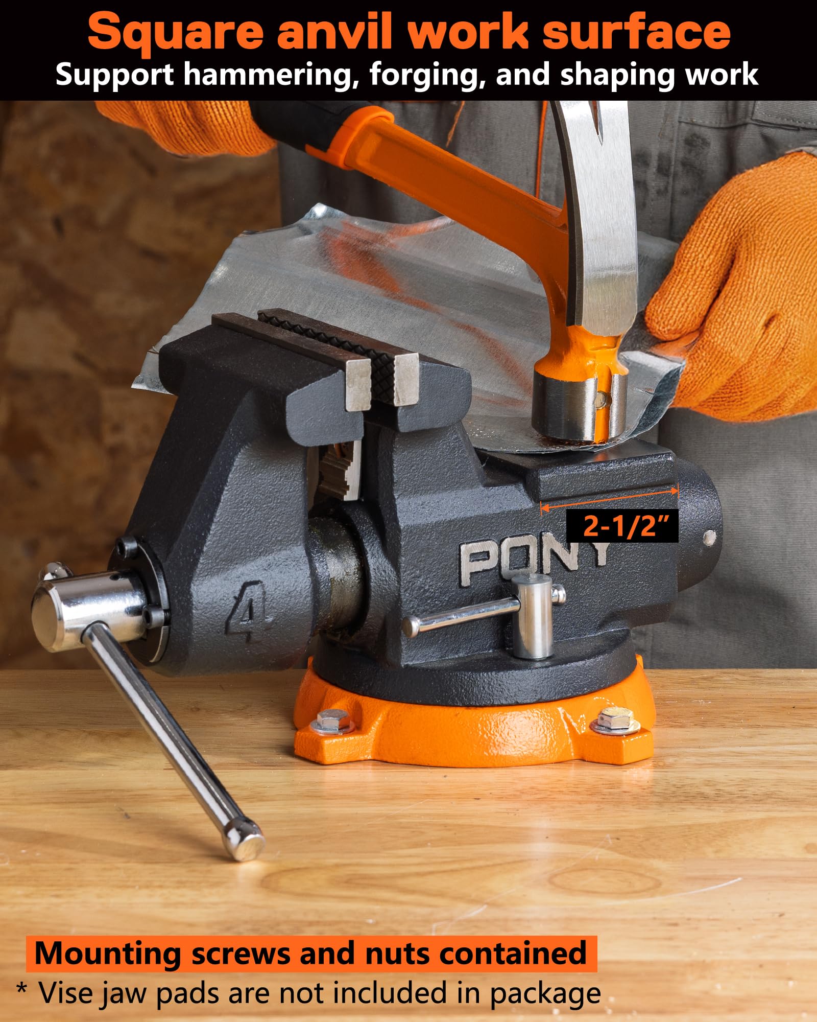 PONY clamps up to 4400 pounds for heavy-duty tasks.