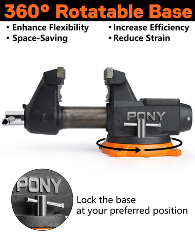PONY ductile iron construction delivers strength and durability.