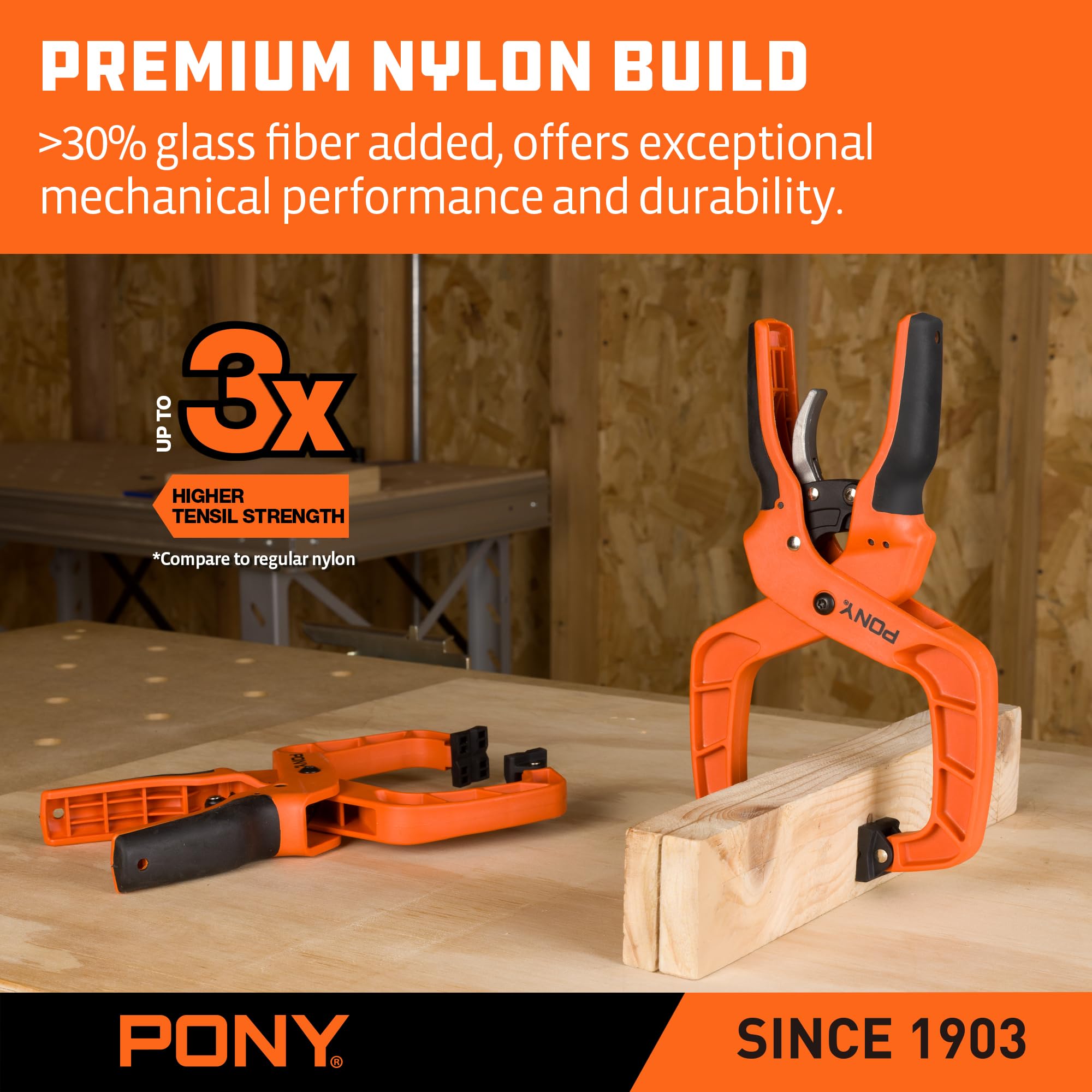 PONY box-joint design clamps securely during actual use on a project.