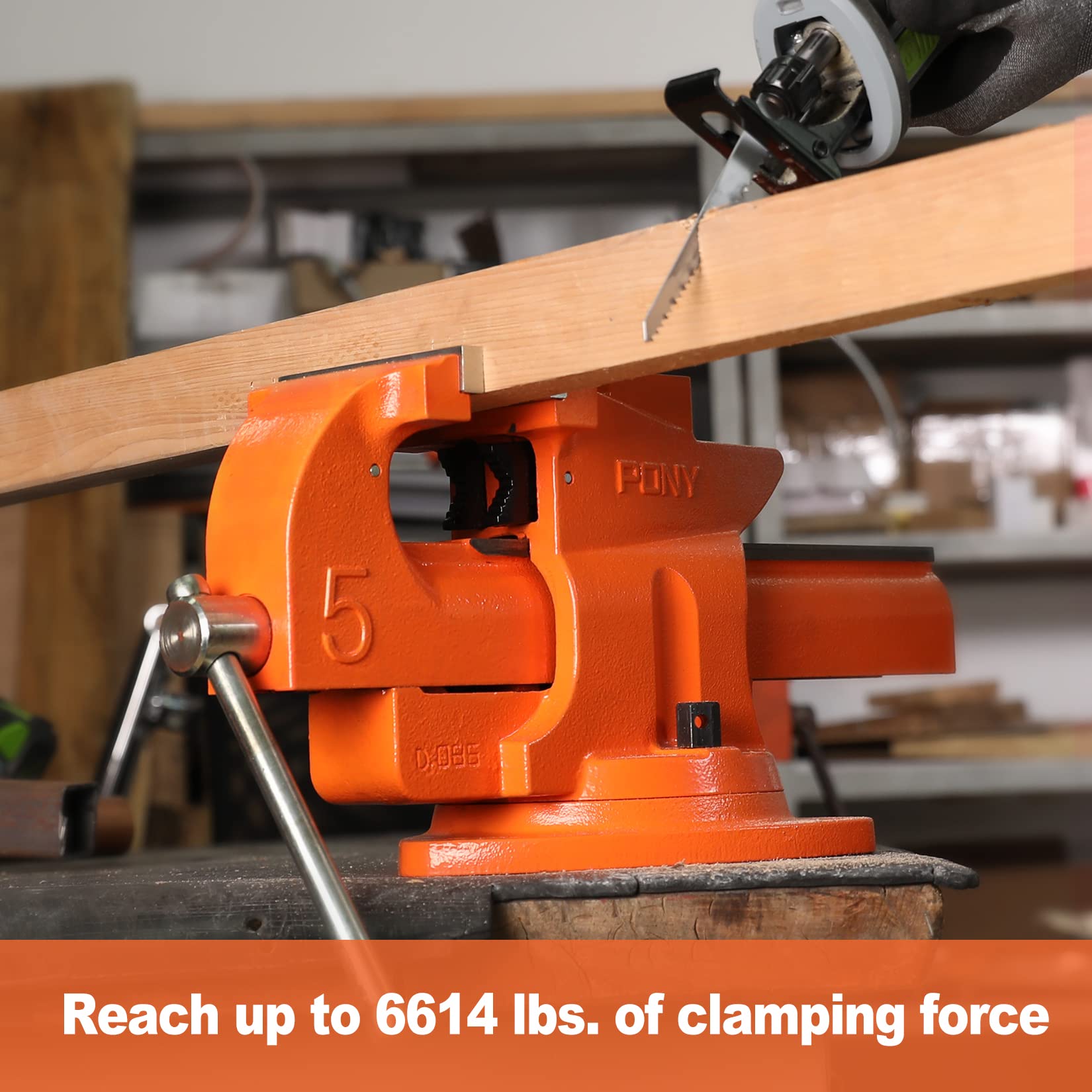 PONY 360-degree swivel base allows precise positioning during work