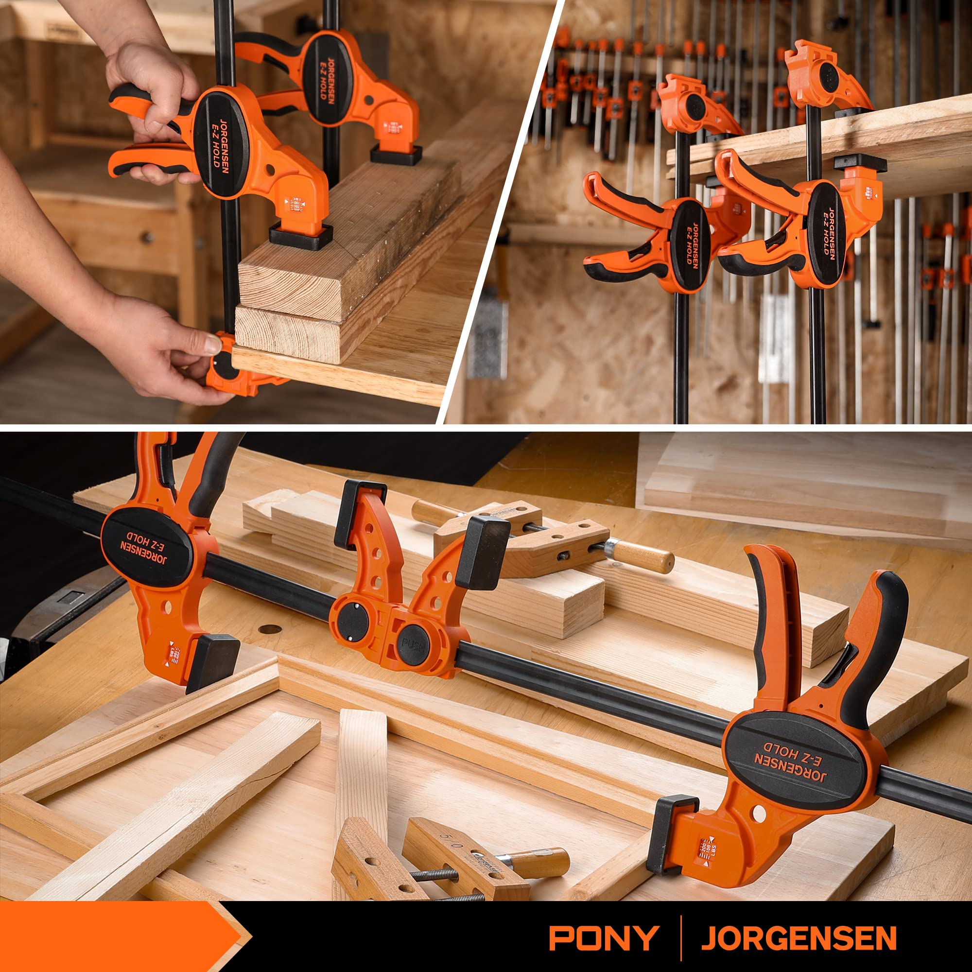 Removable jaw pads protect workpieces during clamping with PONY clamps.
