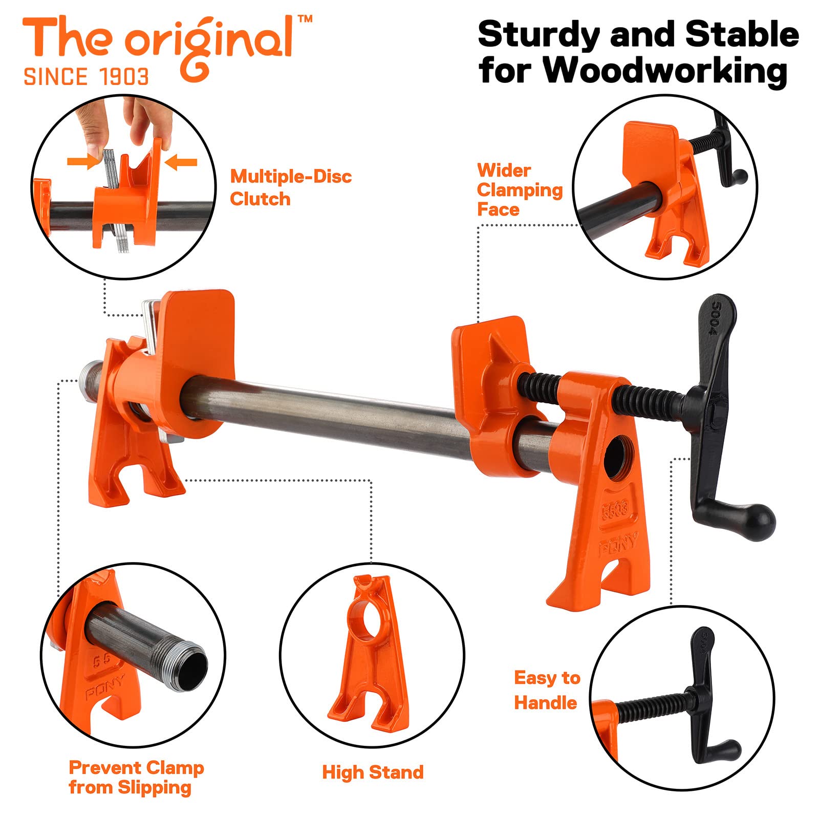 PONY PRO 2-Pack high stand provides a stable base for glue-ups.