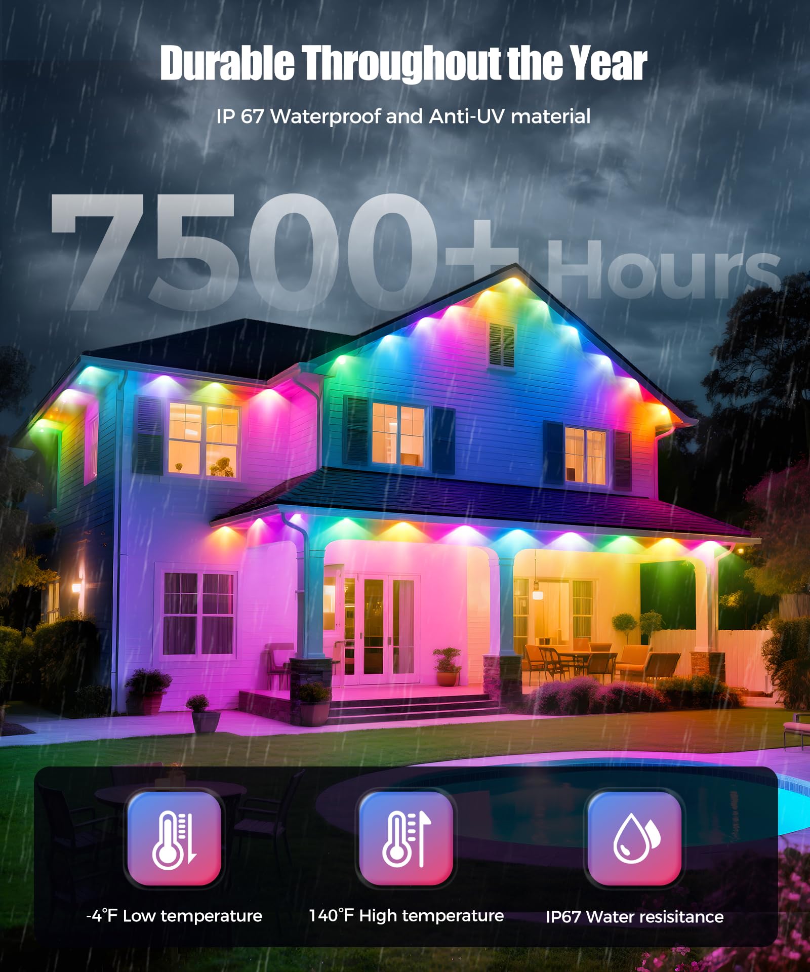 POOFZY IC color effects create smooth gradients for elegant evening scenes.