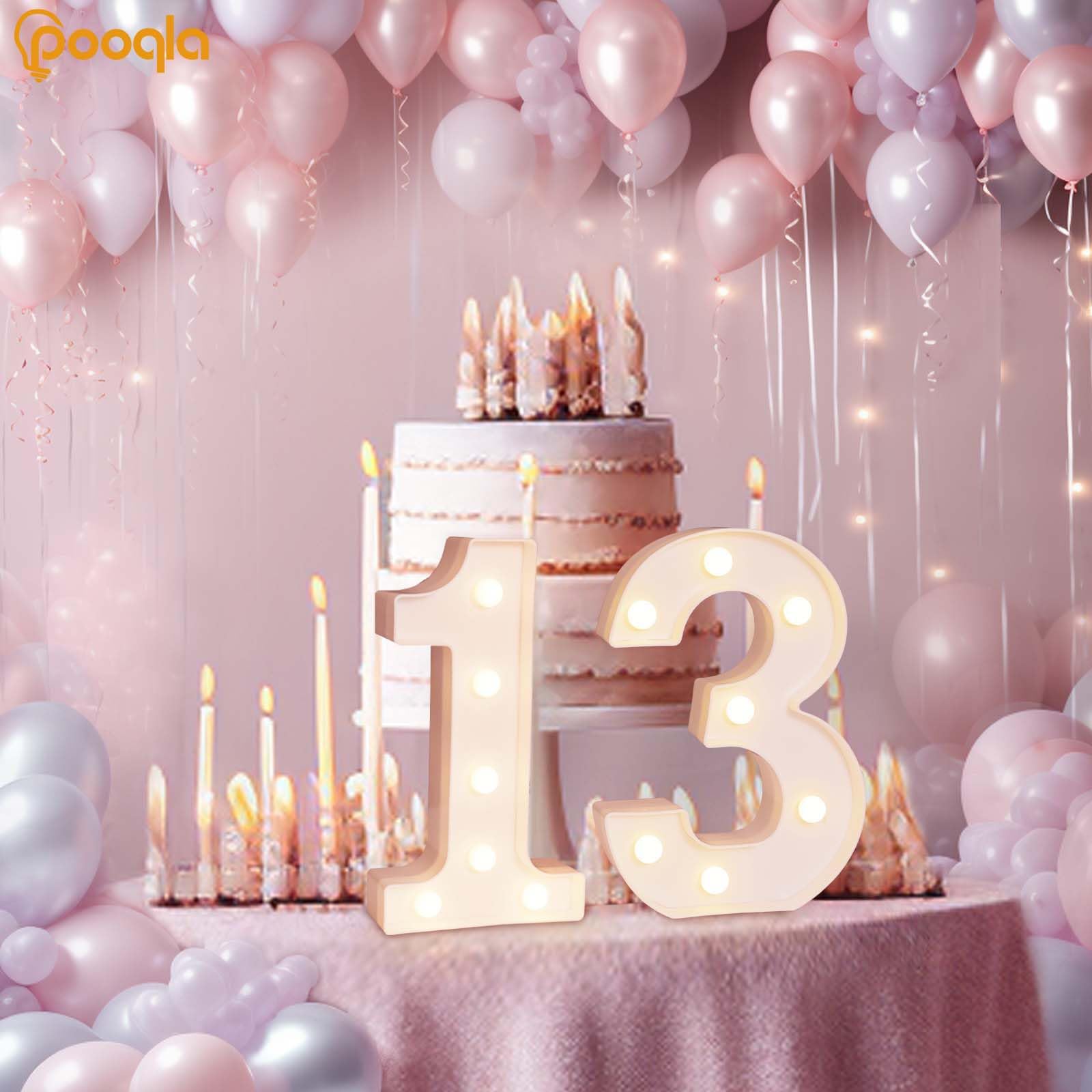 Pooqla 13th birthday number light 3 adds festive wall display with gentle glow