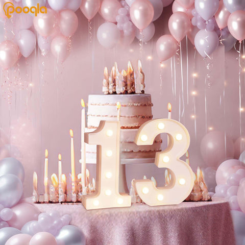Pooqla 13th birthday number light 3 adds festive wall display with gentle glow