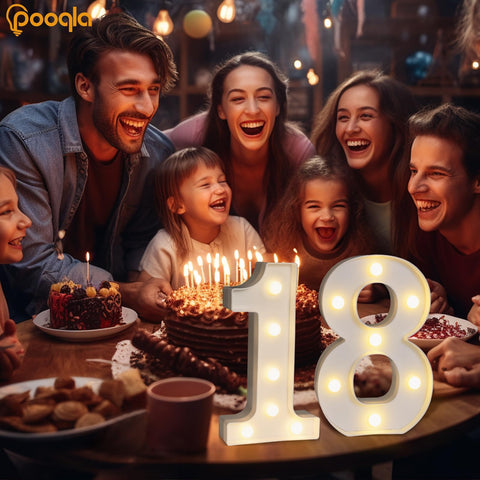 Pooqla 18th birthday light-up number 8 perfect for table or wall display.