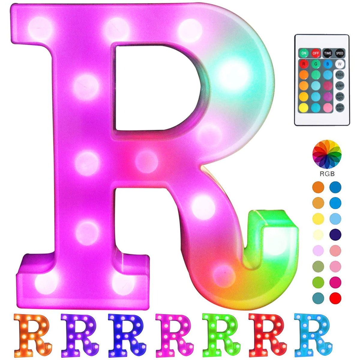 Pooqla colorful LED marquee letter lights with remote brighten celebrations at home.