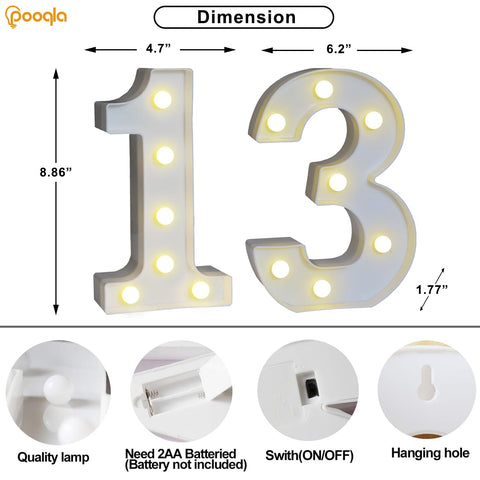 Pooqla marquee number lights stand on table or can hang on wall