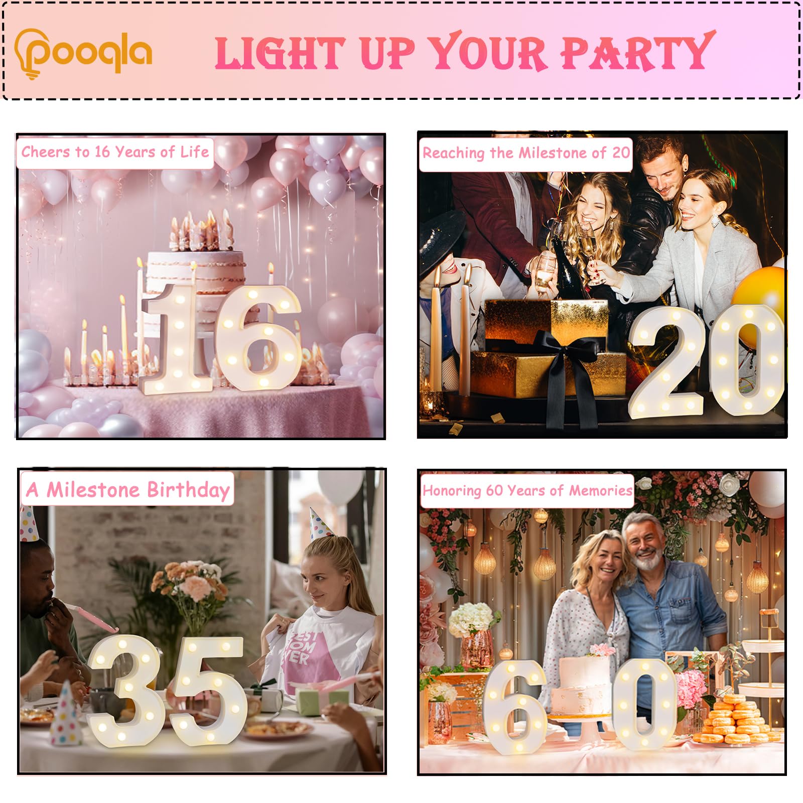 Pooqla warm white LEDs create a cozy atmosphere for parties and celebrations