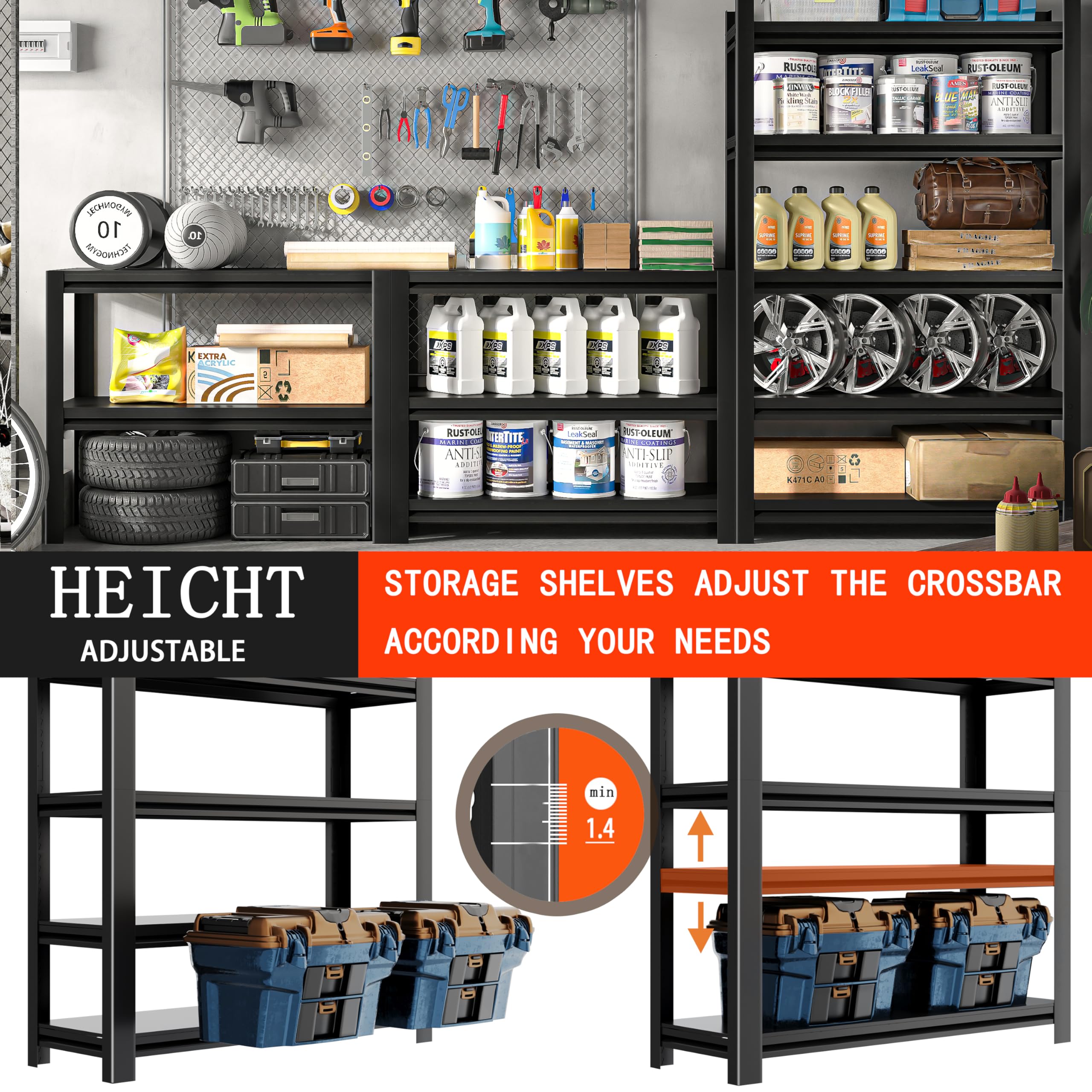 POOUPHV 72H x 40W x 18D dimensions demonstrate roomy garage storage.