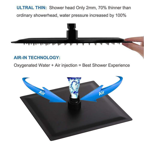 POP SANITARYWARE matte black shower trim kit with rough-in valve for standard installations.