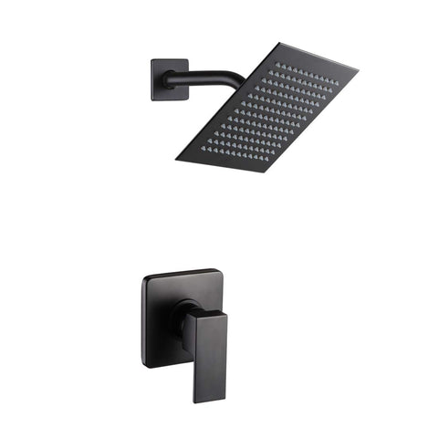 POP SANITARYWARE matte black 8-inch showerhead provides wide rainfall spray for spa-like showers.