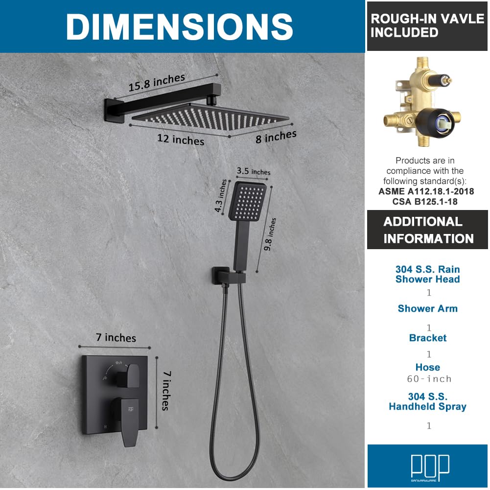 POP SANITARYWARE wall-mounted shower system; modern design and robust build.