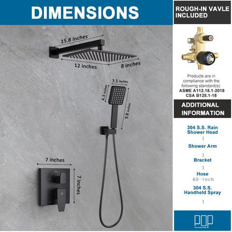 POP SANITARYWARE wall-mounted shower system; modern design and robust build.