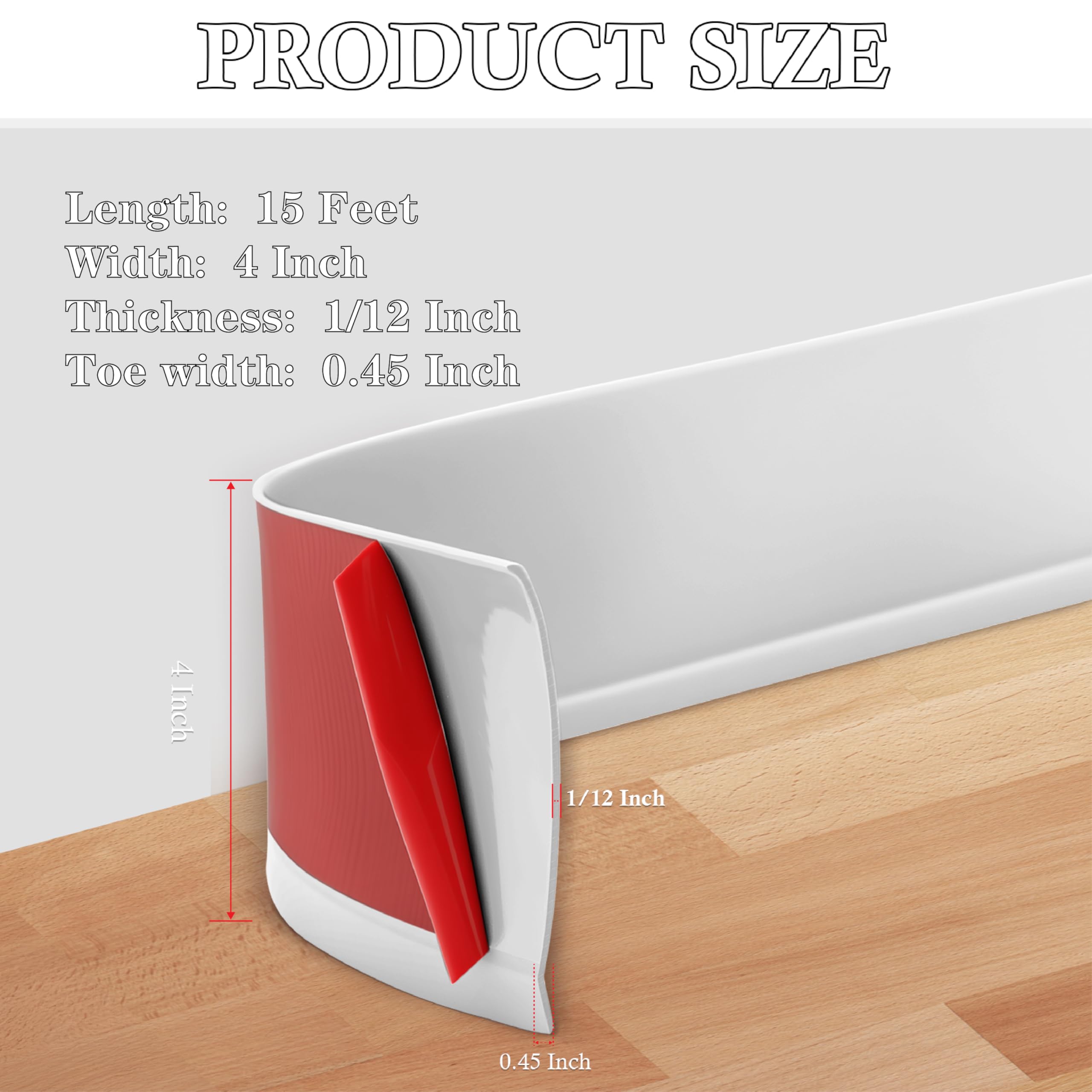 POPAKAN toe-design baseboard close-up showing gap coverage.