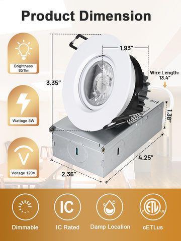 POPANU 851-lumen downlight provides bright, even indoor illumination.